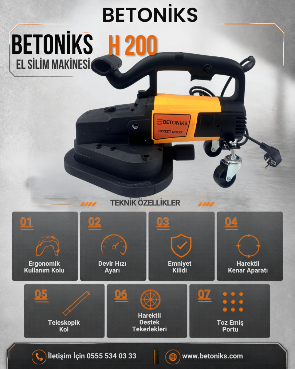 BETONİKS H 200 EL SİLİM MAKİNESİ ÜÇ ELMASLI