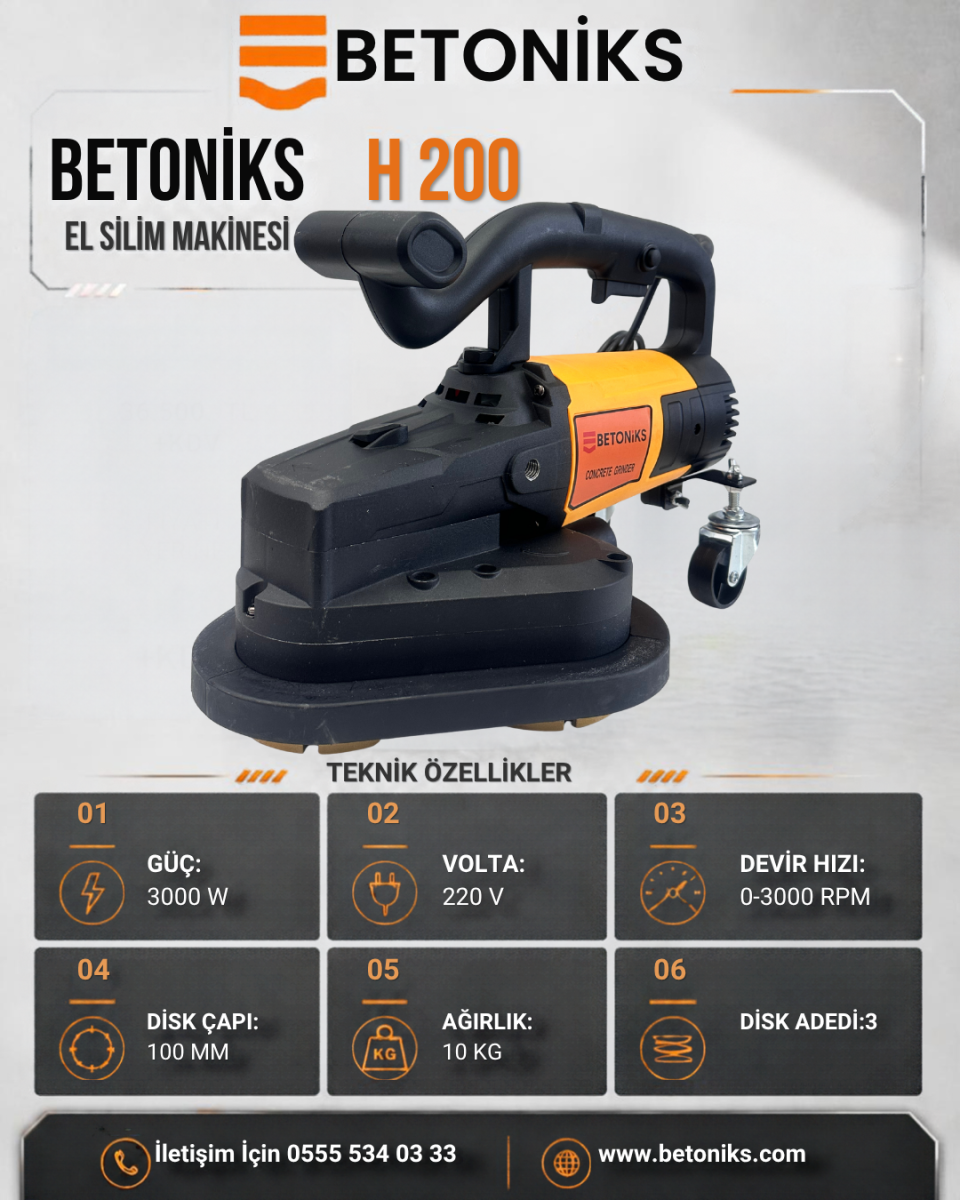 BETONİKS H 200 EL SİLİM MAKİNESİ ÜÇ ELMASLI